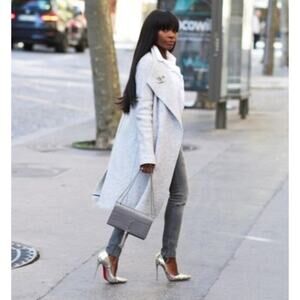 Zara Trafaluc Wool Blend Open Front Mid-Length Coat Gray S